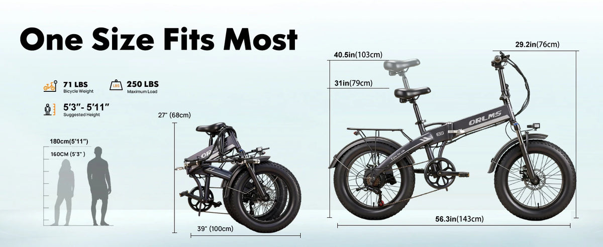 ORLMS S9F 20 x 4.0 Fat Tire Folding Electric Bike